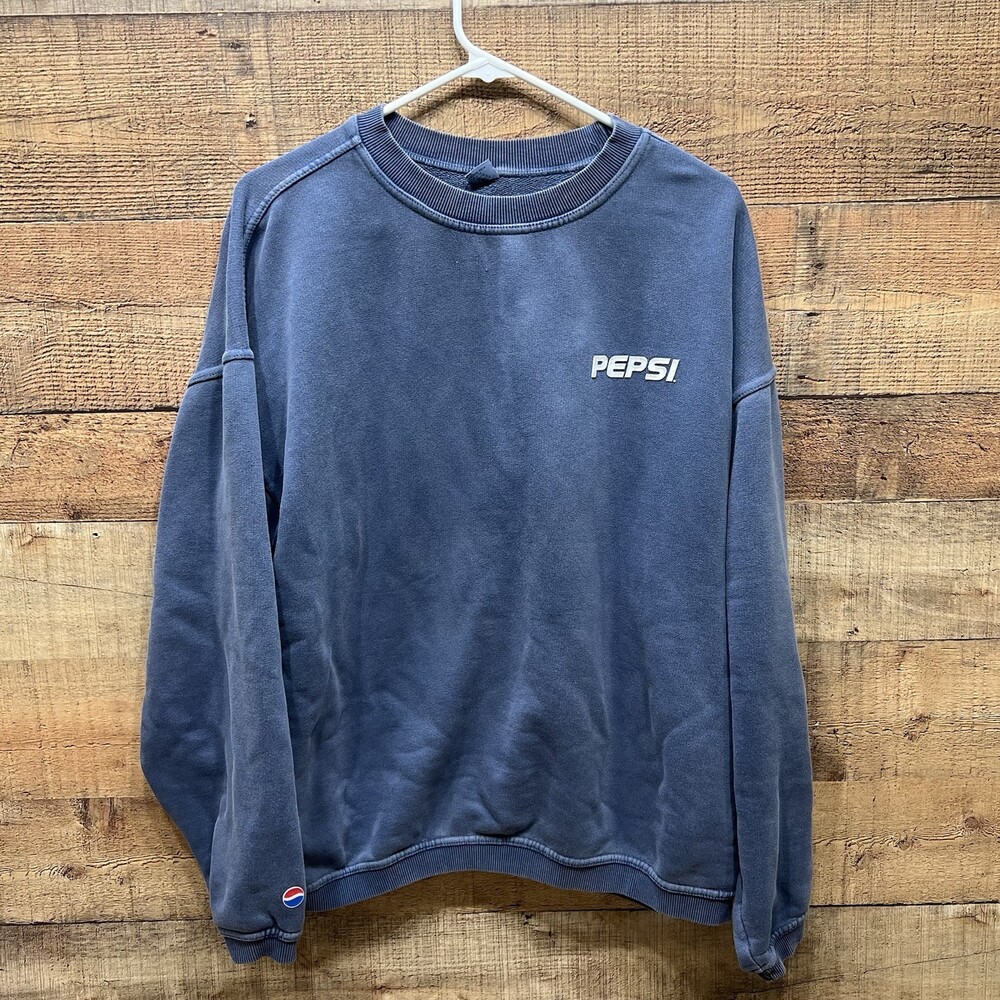 Vintage Pepsi Men’s Blue Crew Neck Sweatshirt Made In Russia Size XL